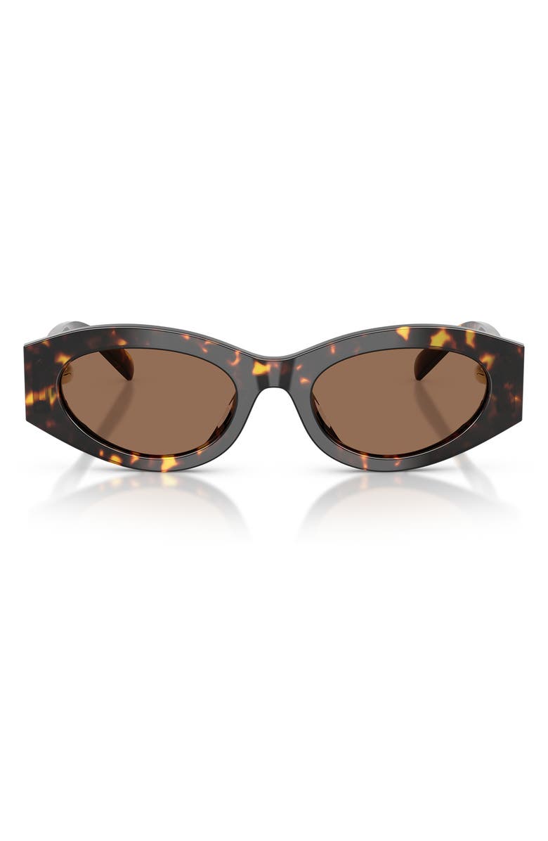Tory Burch 52mm Oval Sunglasses, Main, color, Brown Tortoise / Brown