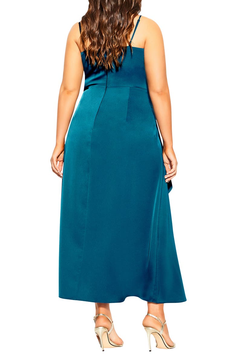 Simplicity Cowl Neck Satin Midi Dress, Alternate, color, VIRIDIAN