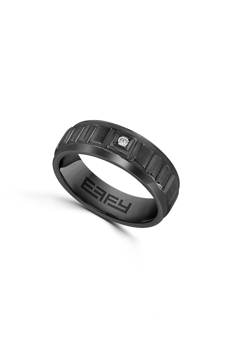 Men's Black Rhodium Plated Sterling Silver Diamond Band Ring, Main, color, BLACK