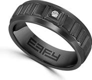 EFFY Men's Black Rhodium Plated Sterling Silver Diamond Band Ring