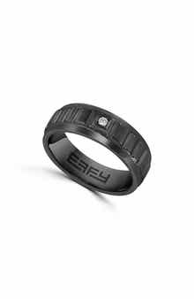 EFFY Men's Black Rhodium Plated Sterling Silver Diamond Band Ring