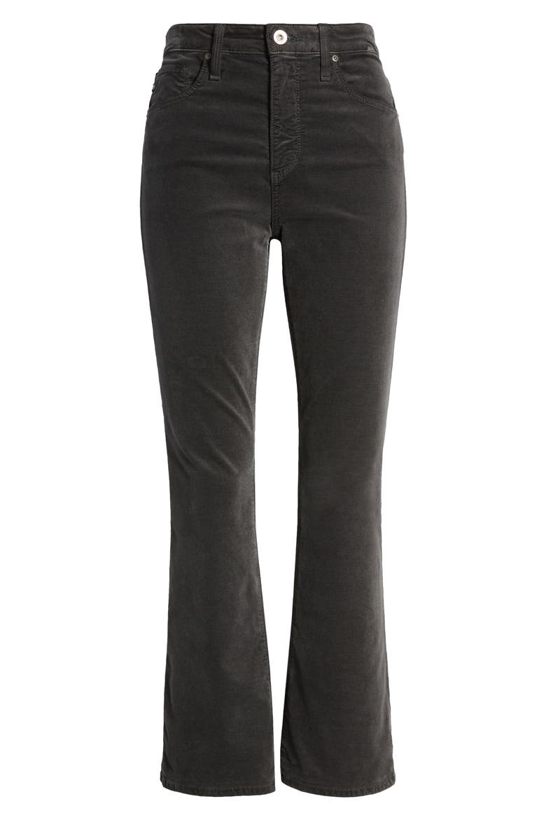 Farrah High Waist Crop Bootcut Velvet Pants, Alternate, color, SMOOTH SLATE