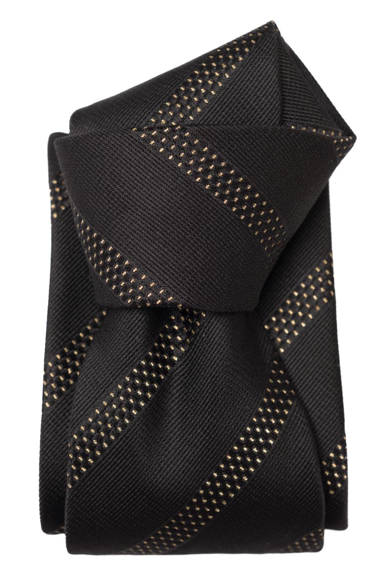 Milano - Extra Long Silk Jacquard Tie for Men, Alternate, color, Black and Gold