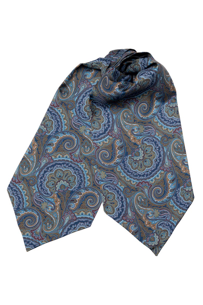 Latino - Silk Ascot Cravat Tie for Men, Main, color, Petrol Blue