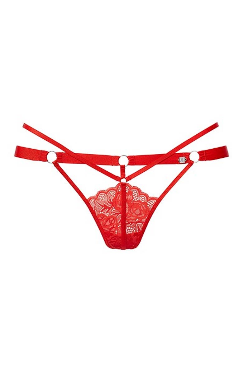 LASCANA Women's Strappy Lace Thong, Alternate, color, Red