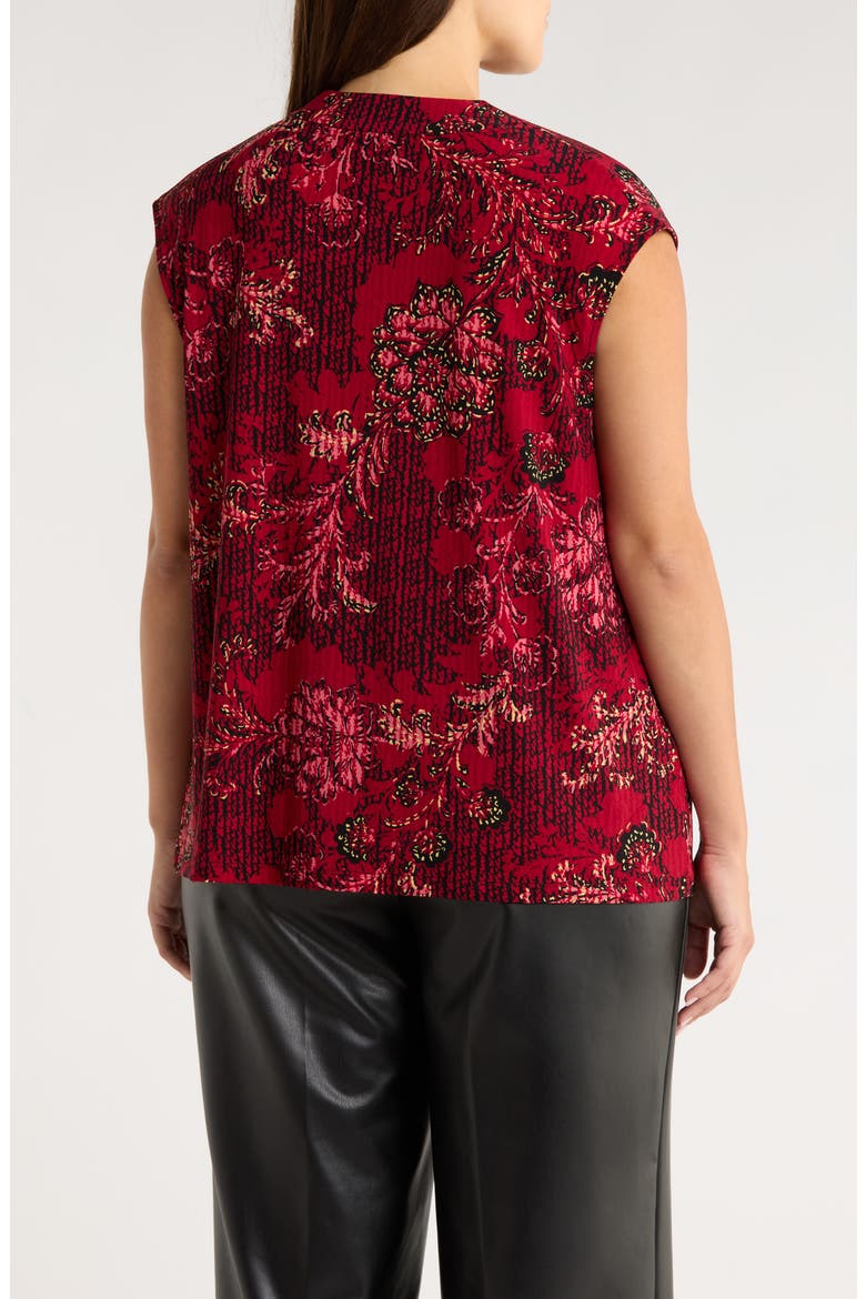 Floral Cowl Neck Cap Sleeve Top, Alternate, color, RED/ BLACK MULTI