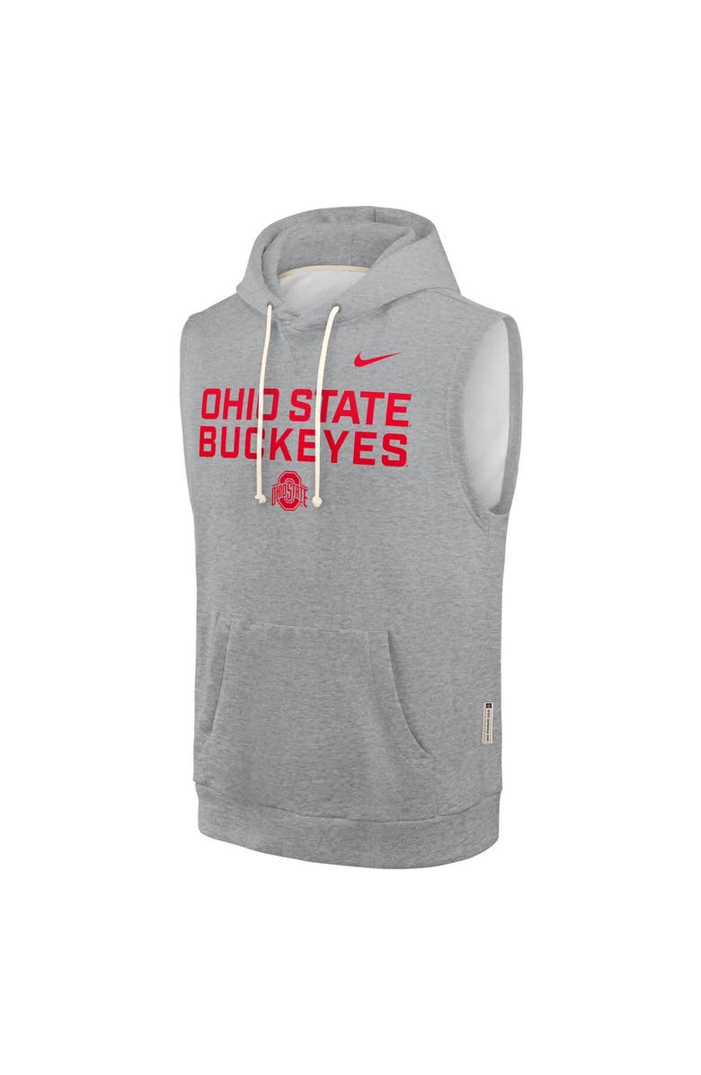 Nike Men's Nike Heather Gray Ohio State Buckeyes 2025 Sideline Performance Sleeveless Pullover Hoodie, Alternate, color, 