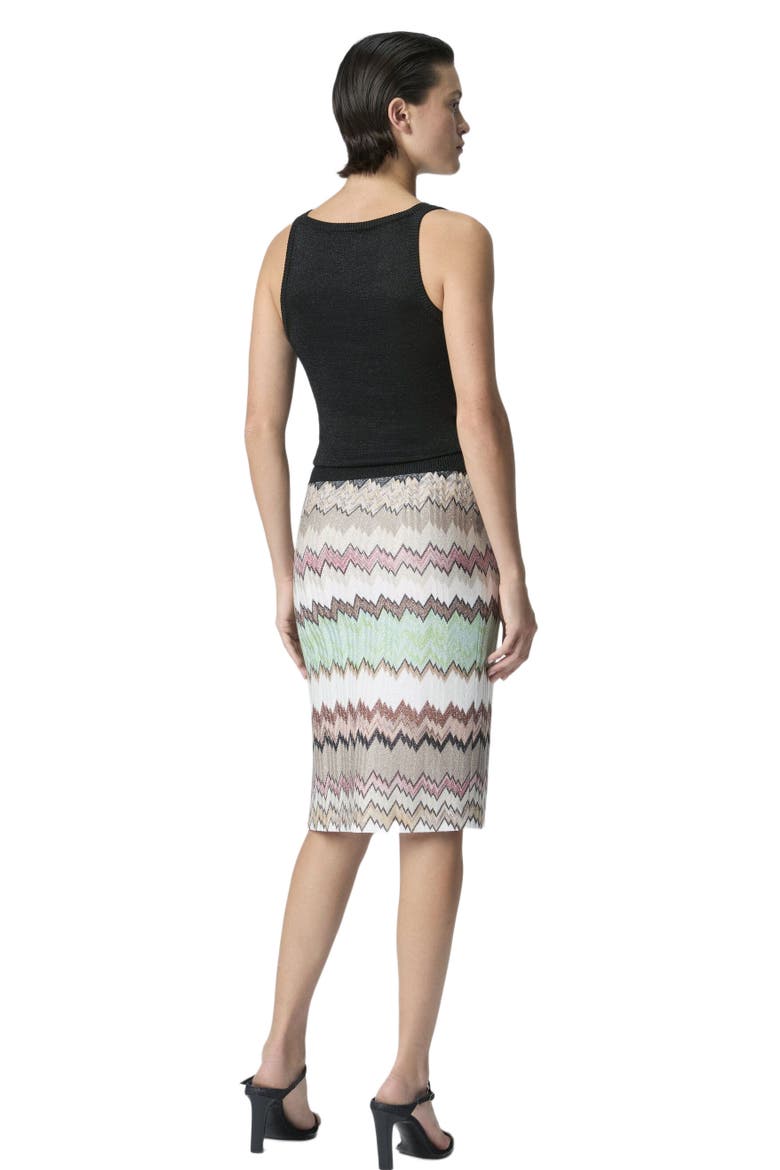 Midi Skirt In Viscose Lamé With Slit, Alternate, color, Multicoloured