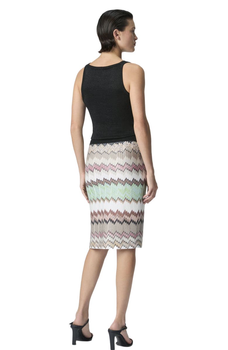 Missoni Viscose Lamé Midi Skirt With Slit, Alternate, color, Green& Brown