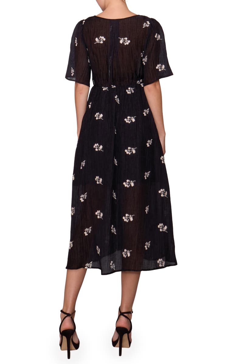 MELLODAY Floral Embroidered Detail Woven Dress, Alternate, color, Black Floral