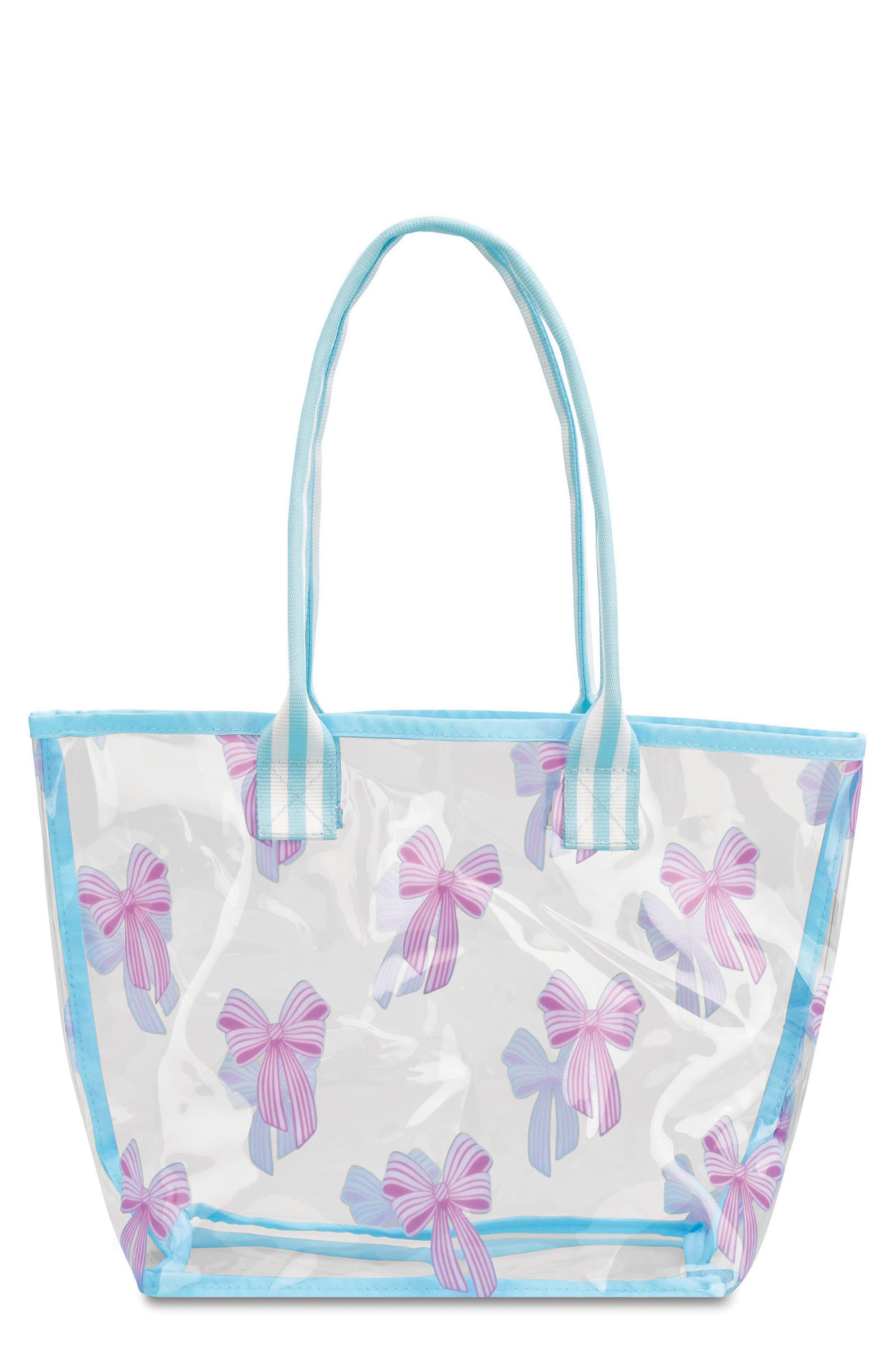 Iscream Spring Bows Clear Tote Bag, Main, color, Blue/ Purple Multi