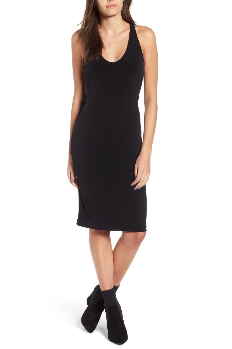 Sleek Knit Midi Dress, Main, color, BLACK