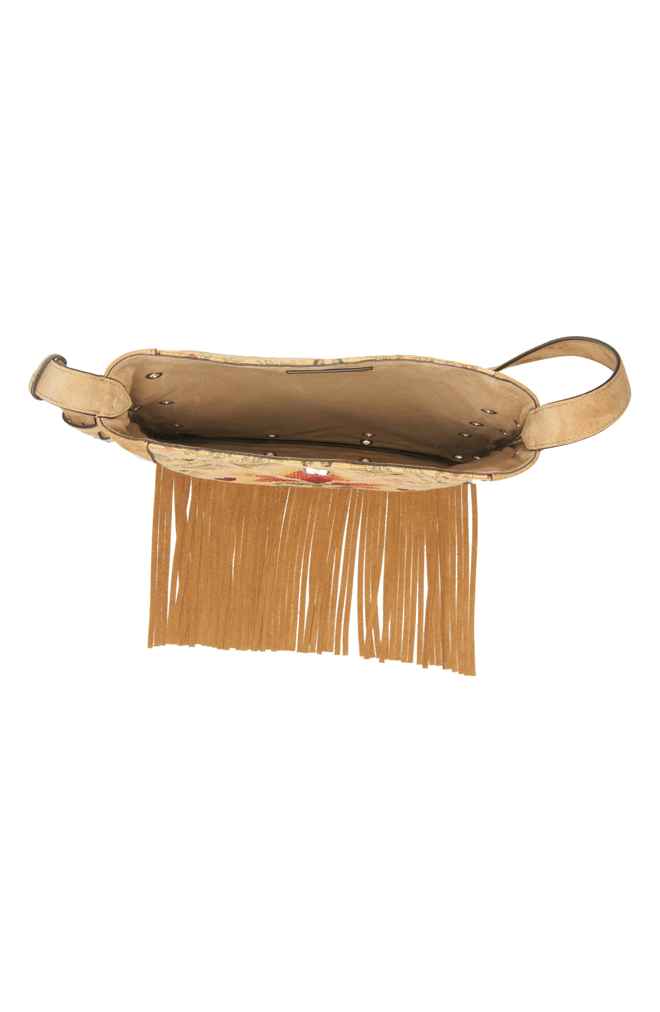 Valentino Garavani Nellcôte Embroidered Fringe Stud Crossbody Bag, Alternate, color, Brown Multi