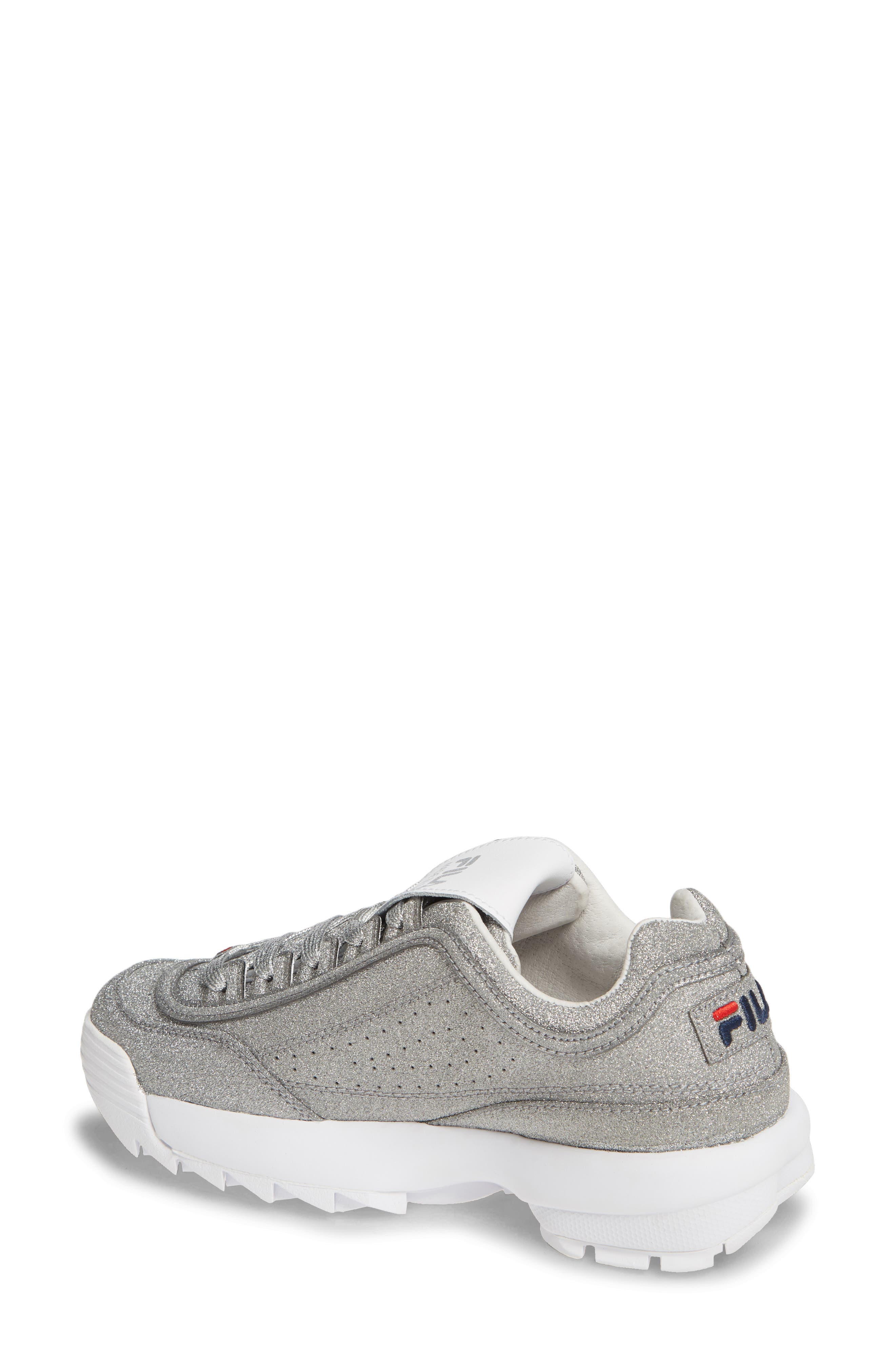 Made In Italy Disruptor 2 Glitter Sneaker, Alternate, color, SILVER/ WHITE