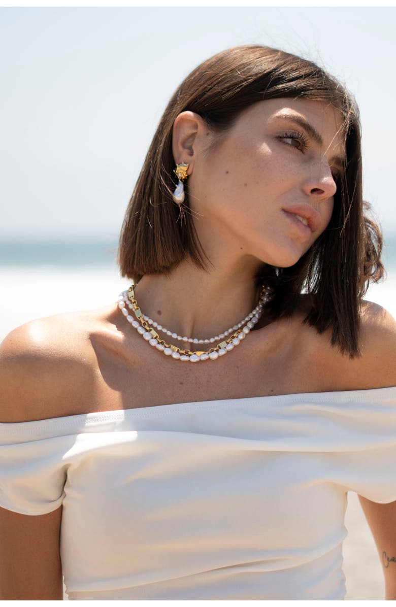 Classicharms Mia Layered Luxe Freshwater Pearl Necklace, Alternate, color, Gold