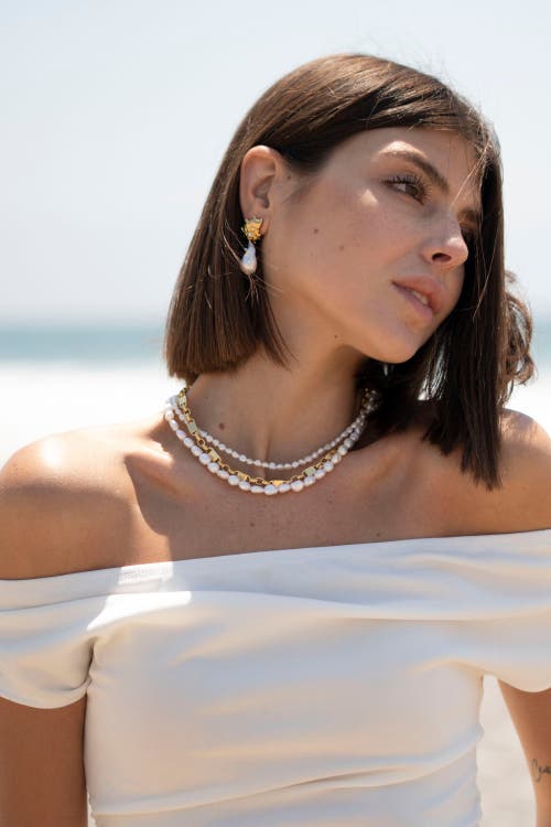 Classicharms Mia Layered Luxe Freshwater Pearl Necklace In Gold