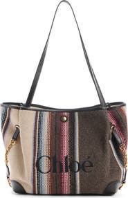 Chloé Clover Large Stripe Wool Blend Tote