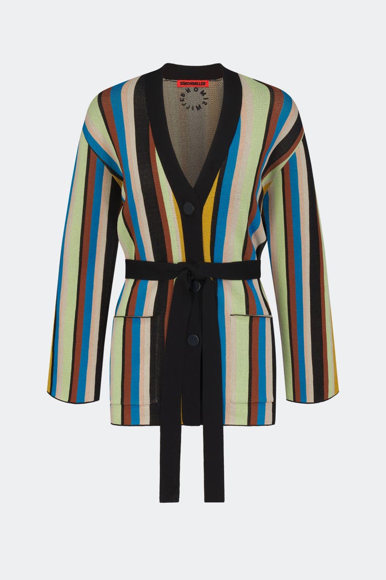 Max Belted Knit Cardigan, Alternate, color, Ocean Stripe