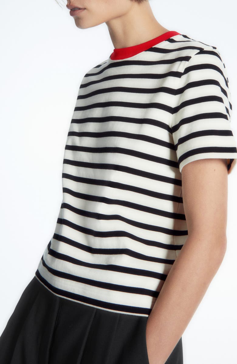COS The Clean Cut Stripe Cotton T-Shirt, Main, color, 