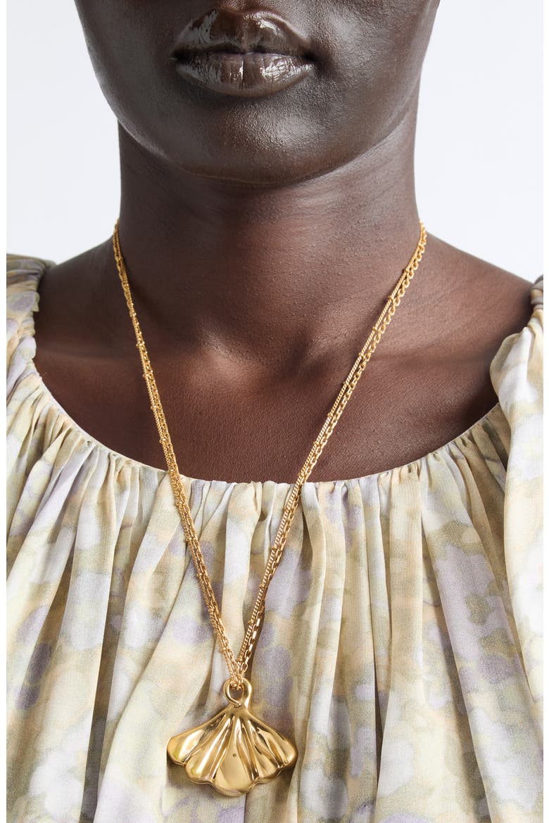 Double Chain Mirror Pendant Necklace, Alternate, color, GOLD/ SILVER MIRROR
