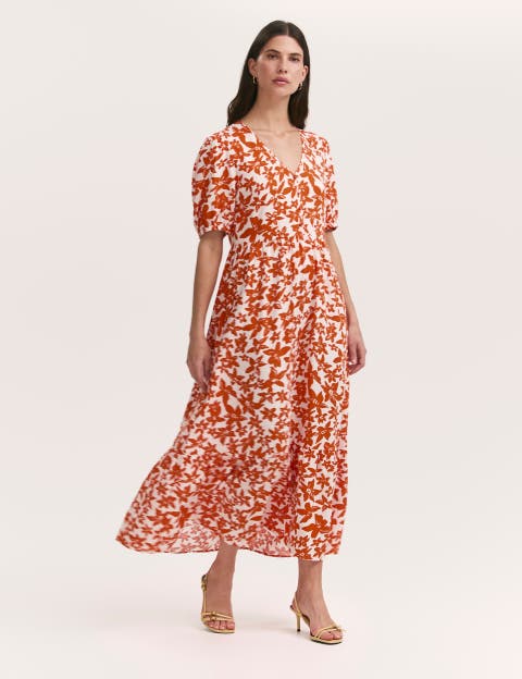 Sabine Floral Midi Tiered Dress