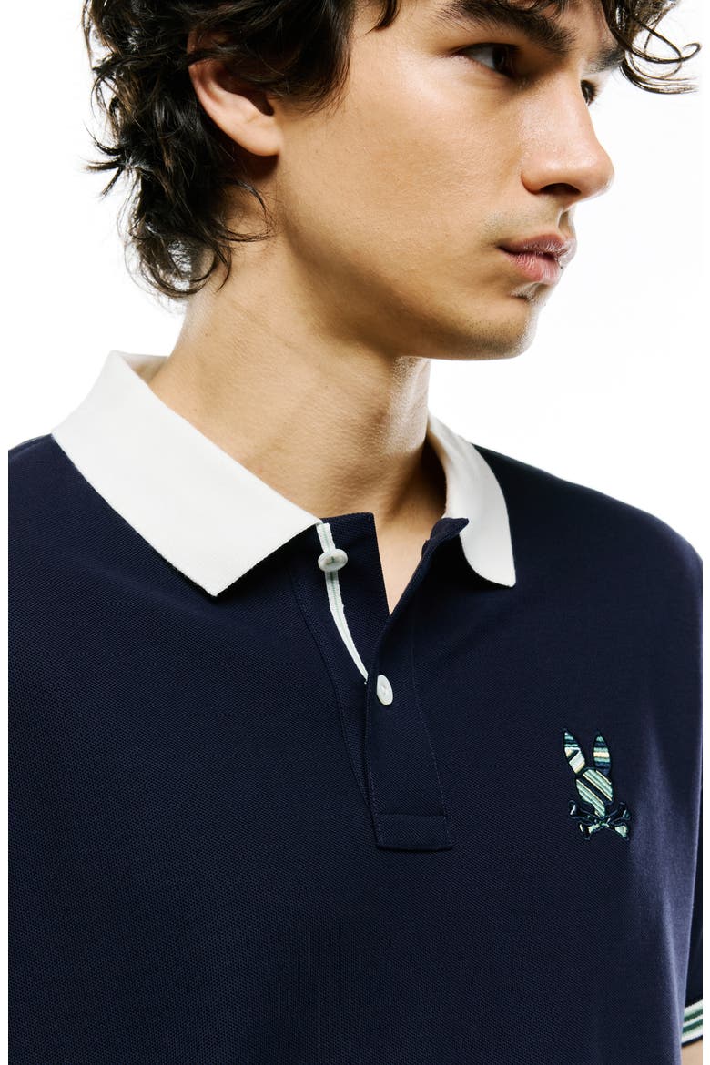 Drew Contrast Collar Pima Cotton Piqué Polo, Alternate, color, BARITONE B