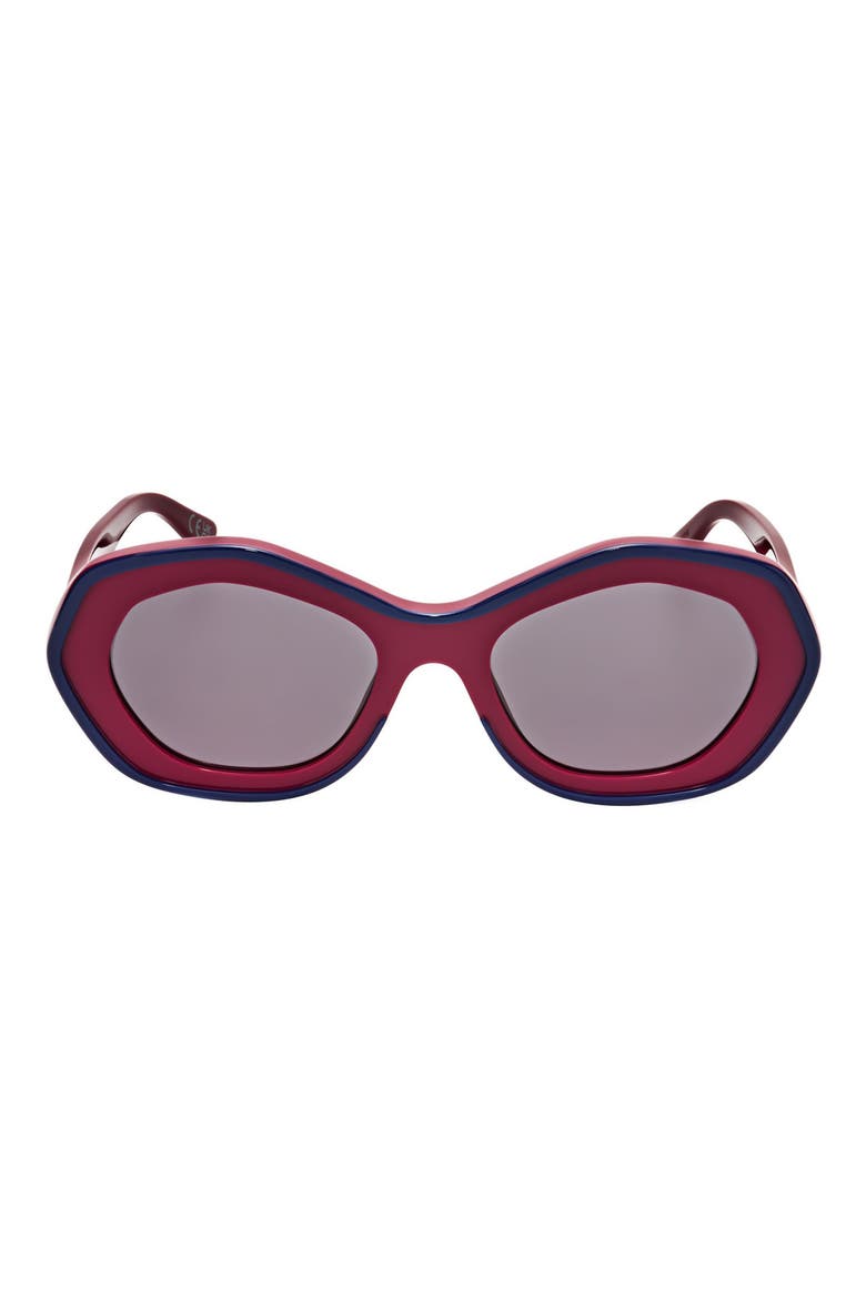 54mm Rectangular Sunglasses, Main, color, RED / GREY