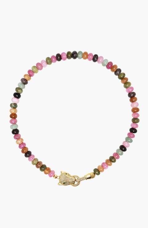 Gemstone Choker With Panther Head