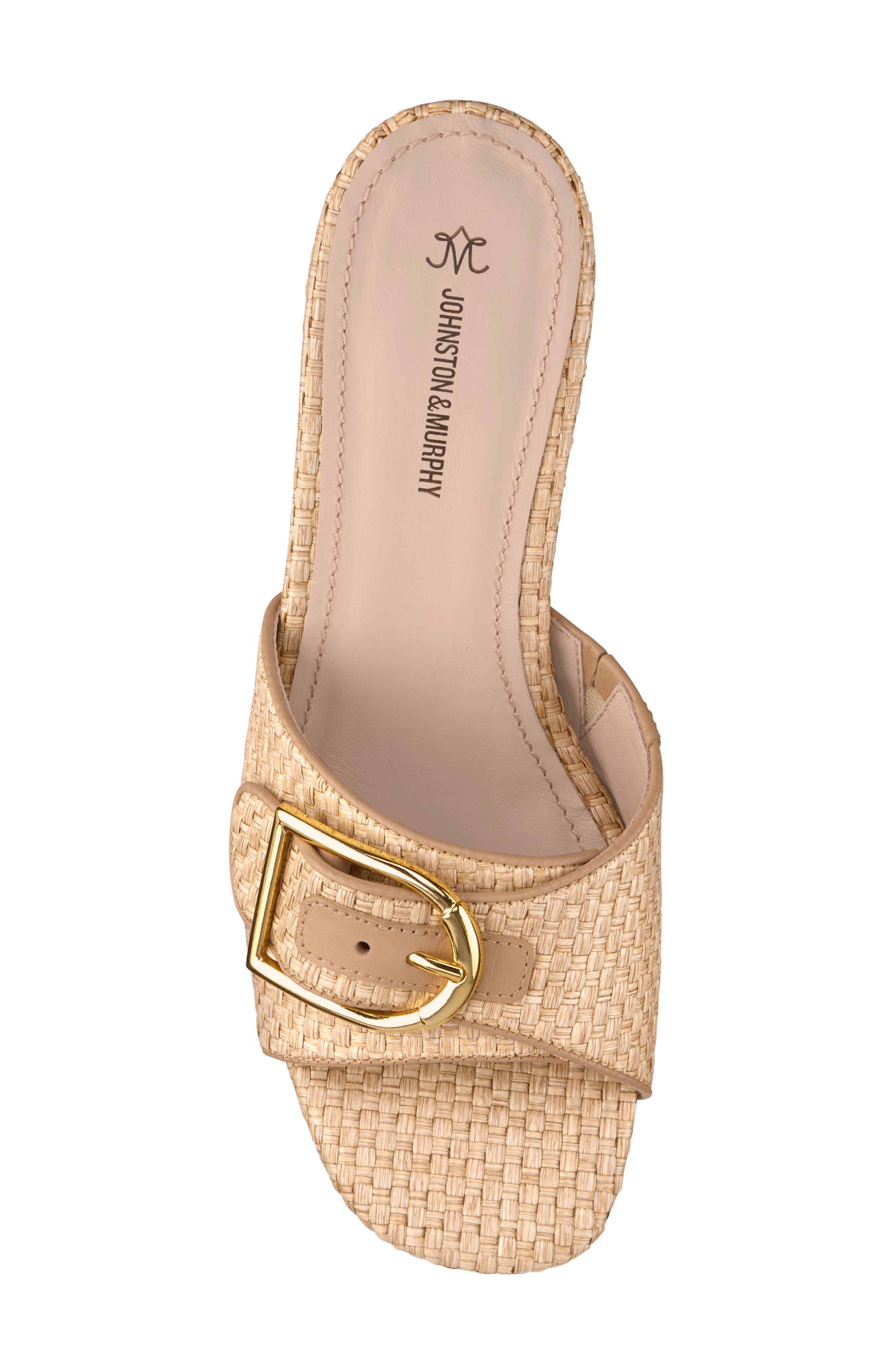 Johnston & Murphy Edith Buckle Slide Sandal, Alternate, color, Natural Raffia