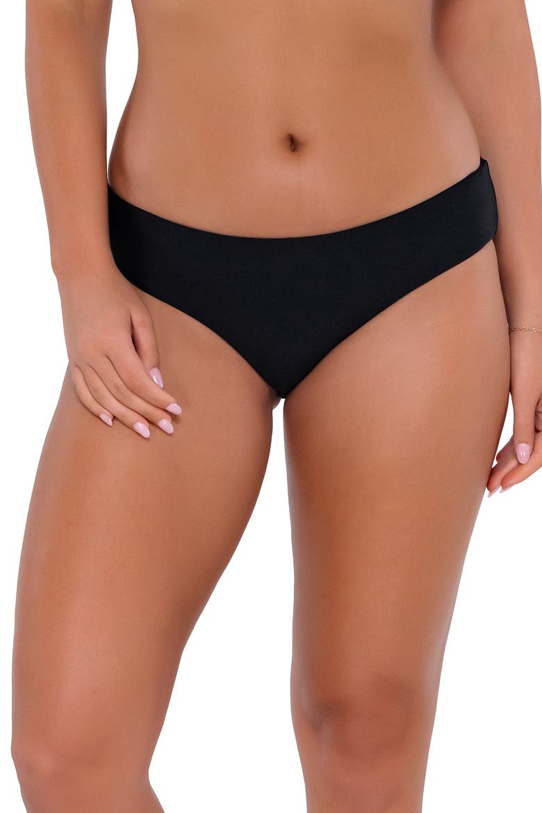 Alana Reversible Hipster Bikini Swim Bottoms, Alternate, color, Black