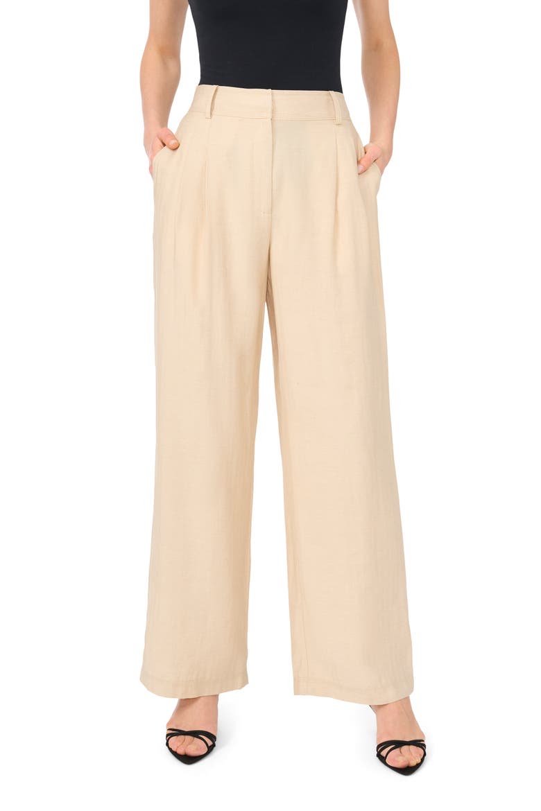 Pleated Wide Leg Pants, Main, color, BIRCH