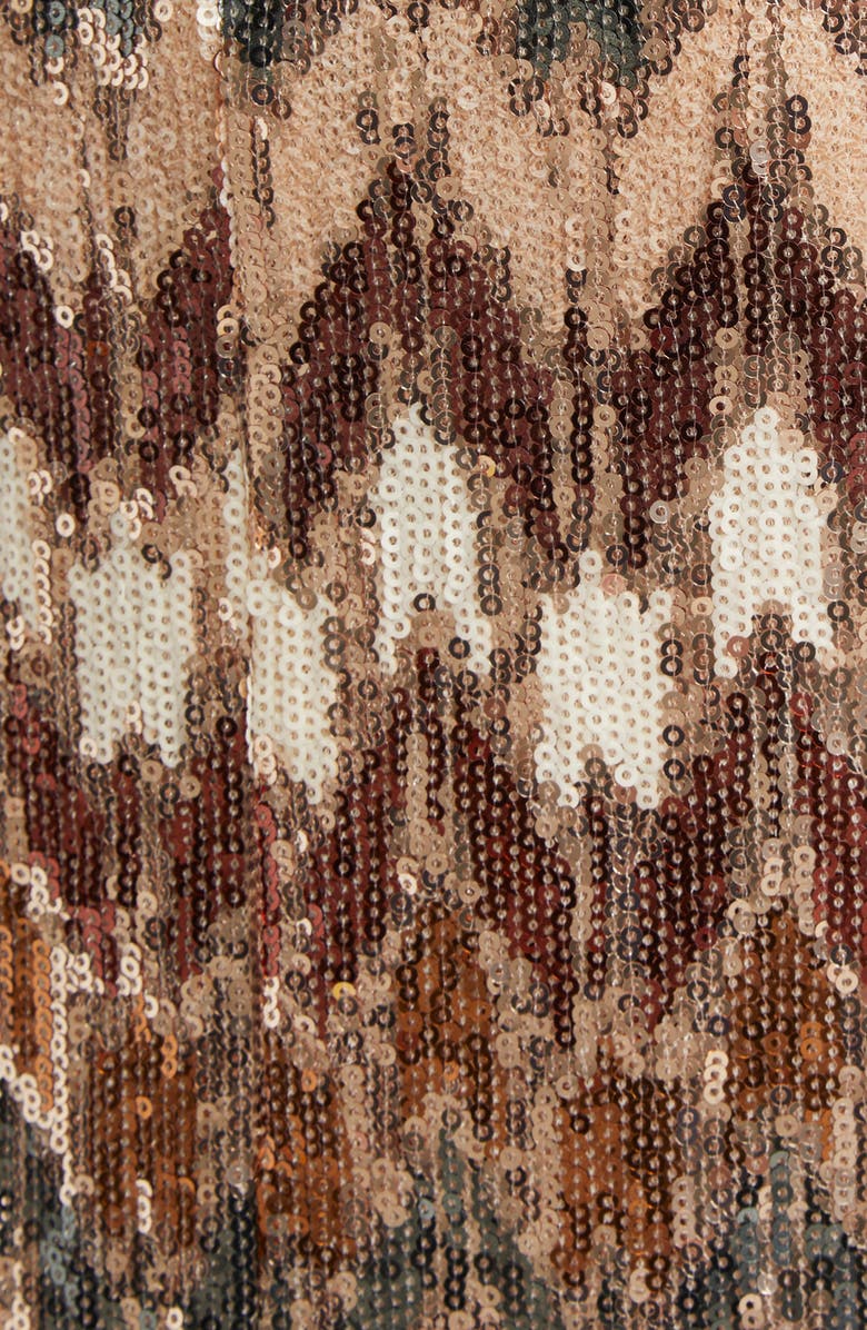 Ramy Brook Caden Sequin Ikat Cocktail Minidress, Alternate, color, Light Champagne Combo