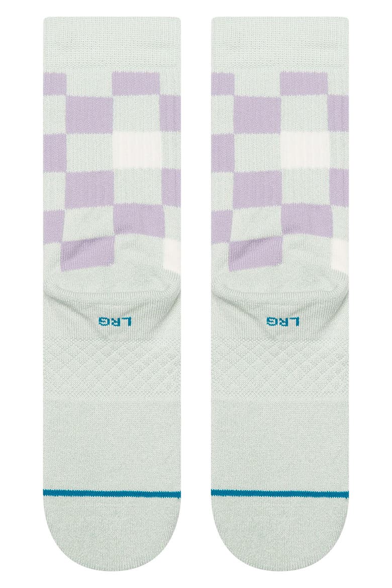 Kids' Chef Check Stretch Cotton Blend Crew Socks, Alternate, color, LILAC