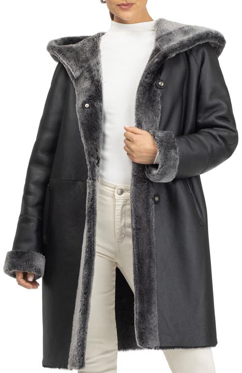 Gorski Merino Shearling Hooded Parka In Black