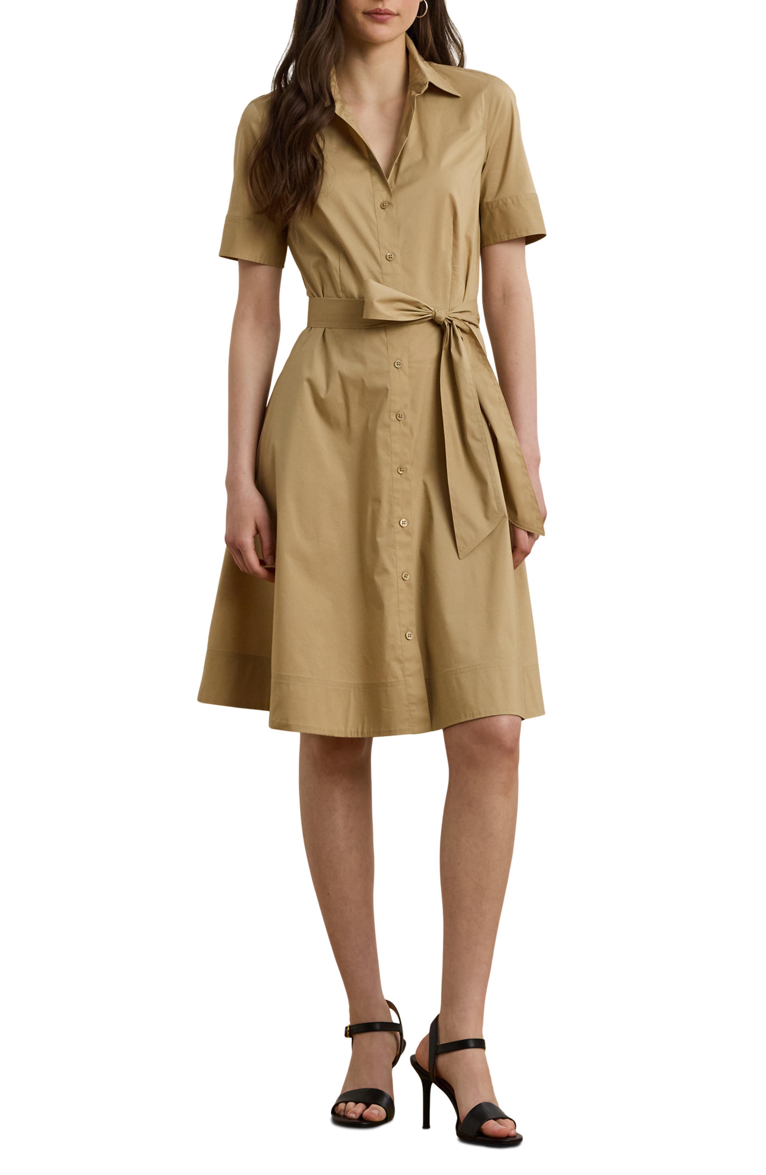 Lauren Ralph Lauren Belted Cotton Blend Shirtdress