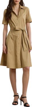 Lauren Ralph Lauren Belted Cotton Blend Shirtdress