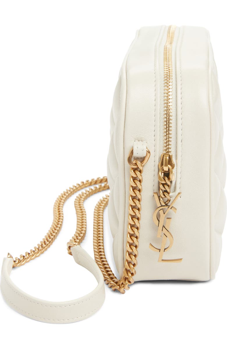 Saint Laurent Gaby Diamond Quilted Leather Camera Bag, Alternate, color, Blanc Vintage