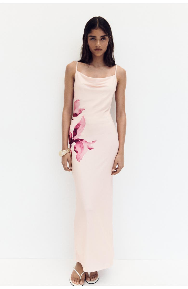 H&M Cowl-neck Strappy Dress, Alternate, color, Light Pink