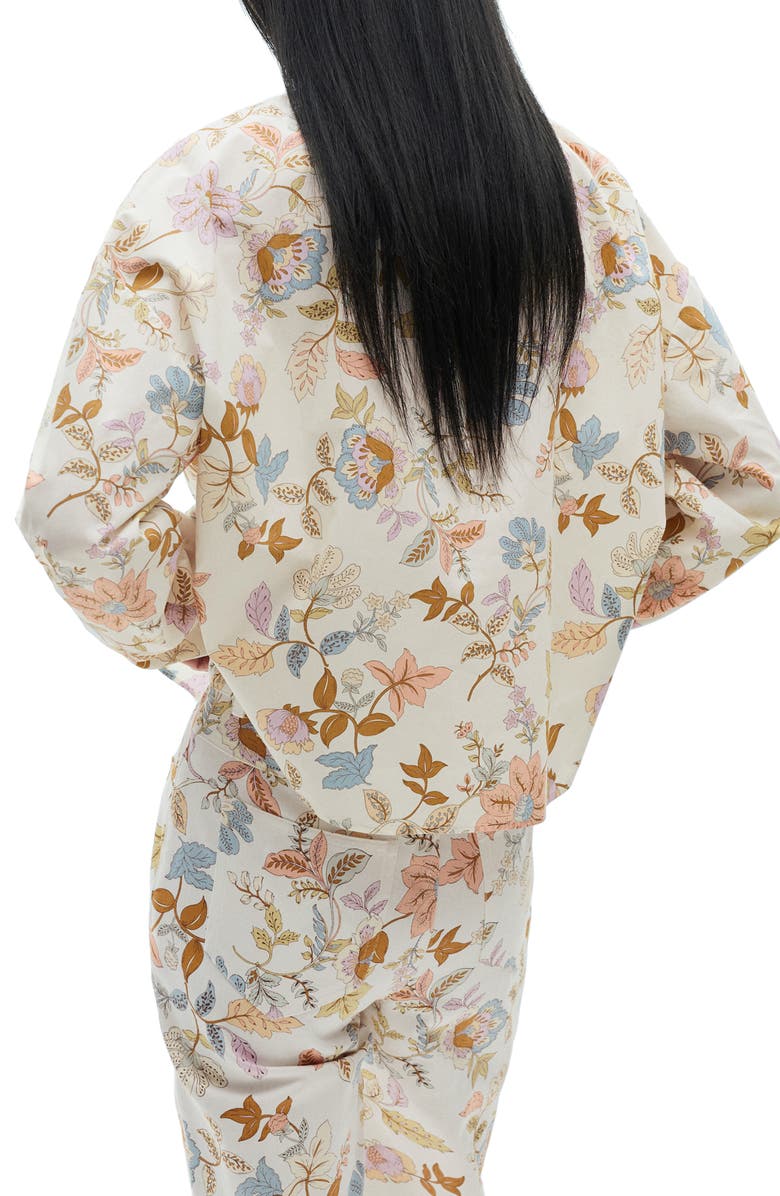 MANGO Floral Cotton Band Collar Button-Up Shirt, Alternate, color, 