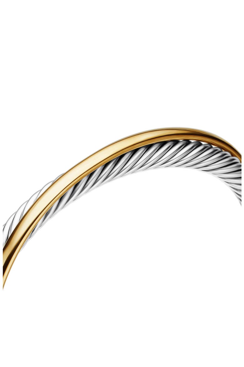Crossover Two-Row Cuff Bracelet in Sterling Silver with 18K Yellow Gold, 5mm, Alternate, color, YELLOW GOLD SS