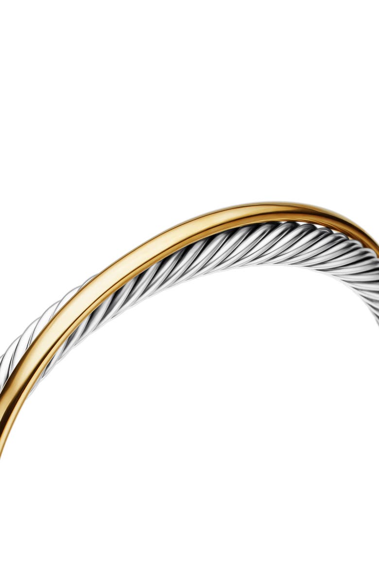 David Yurman Crossover Two-Row Cuff Bracelet in Sterling Silver with 18K Yellow Gold, 5mm, Alternate, color, Yellow Gold Ss