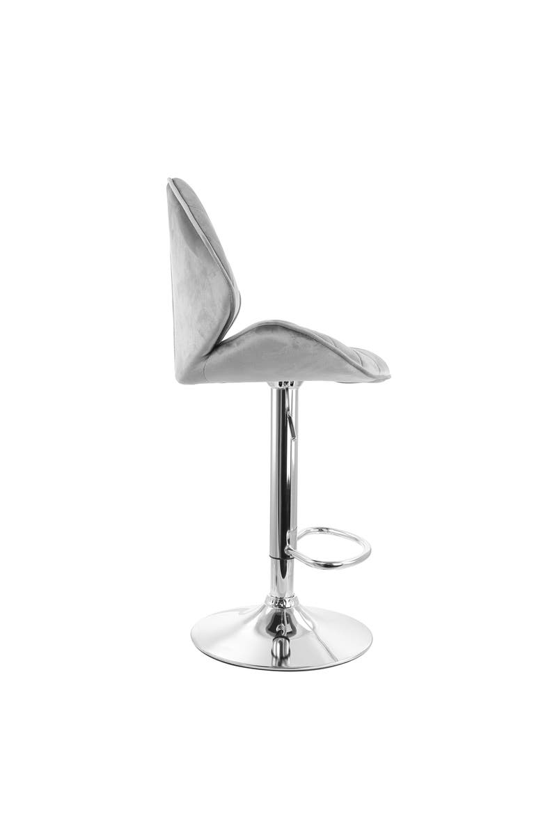 Elama 2 Piece Diamond Tufted Velvet Material Adjustable Bar Stool, Alternate, color, Gray