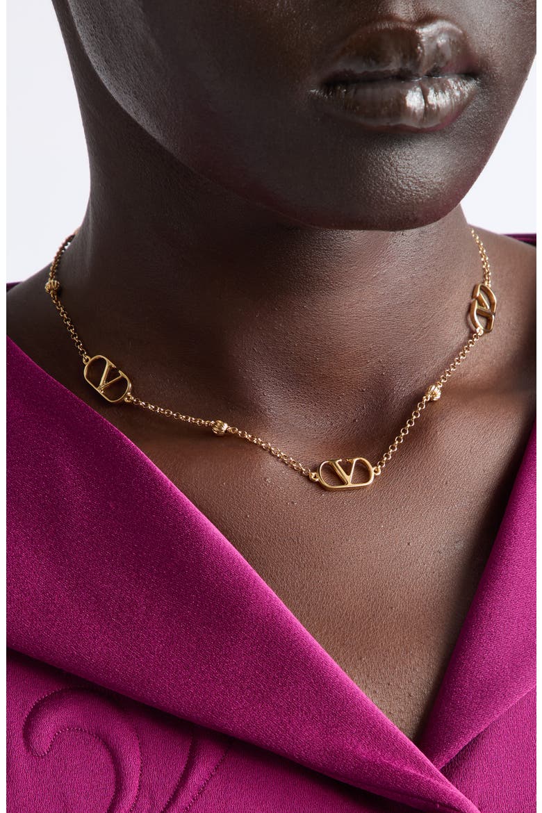 VLOGO Signature Station Necklace, Alternate, color, GOLD