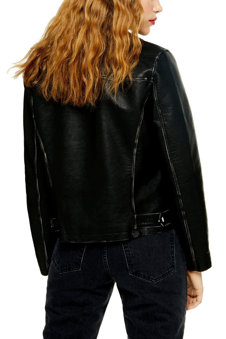 Lucky Faux Leather Biker Jacket, Alternate, color, BLACK