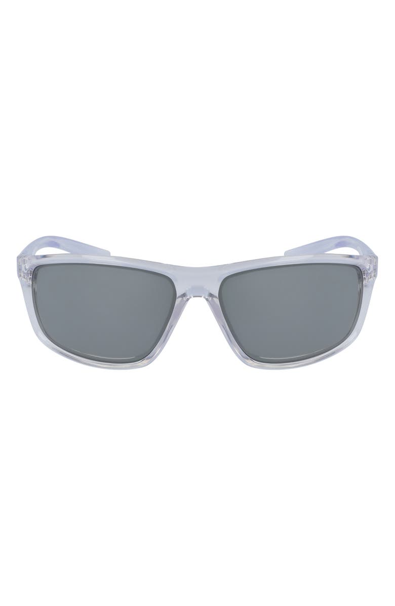 Nike Adrenaline 66mm Rectangular Sunglasses, Main, color, Crystal Clear/Cool G