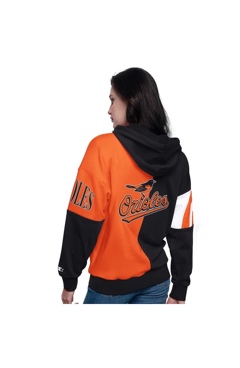 STARTER Women's Starter Black/Orange Baltimore Orioles Curve Ball Full Zip Hoodie Sweatshirt, Alternate, color, Black
