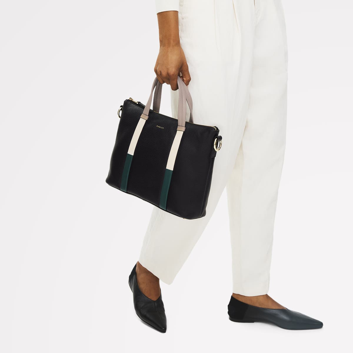 Radley Waterloo Way Medium Ziptop Satchel Bag, Alternate, color, Black