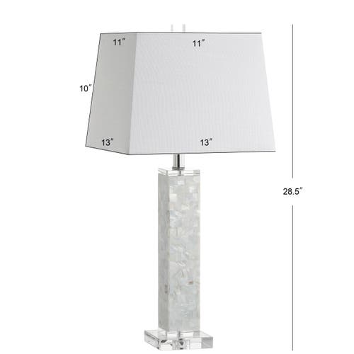 Jonathan Y Noelle 28.5" Seashell Led Table Lamp, White In White