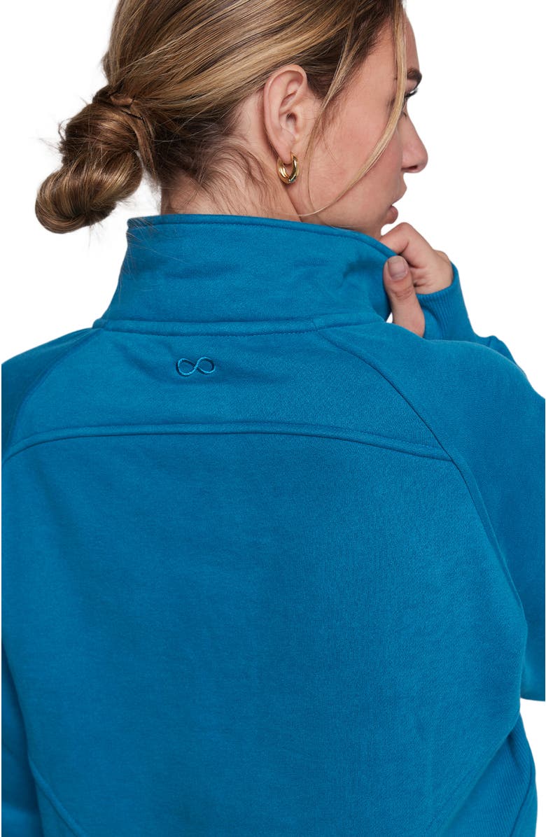 Rebody Active Effortless Fleece Crop Half Zip Sweatshirt, Alternate, color, Moroccan Blue