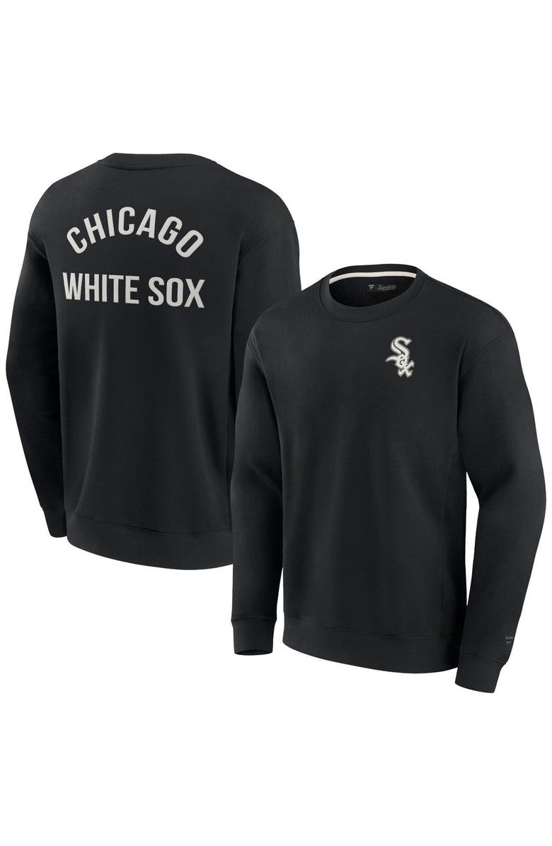 Fanatics Signature Unisex Fanatics Signature Black Chicago White Sox Super Soft Pullover Crew Sweatshirt, Main, color, Black